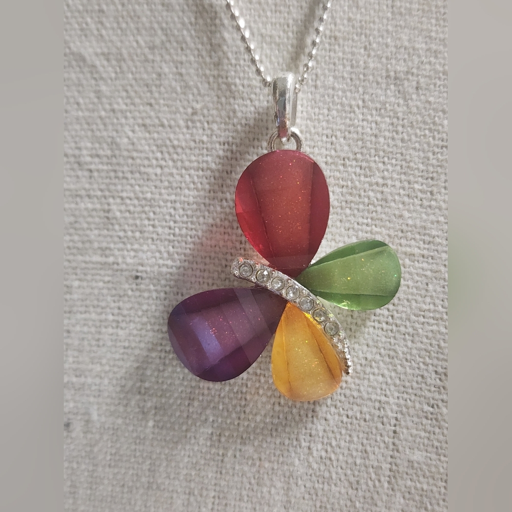 Multicolor Resin  Butterfly Necklace